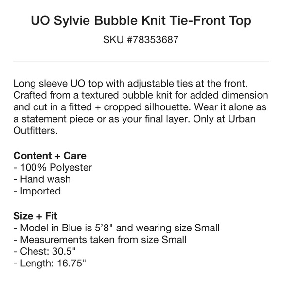uo sylvie bubble knit tie-front top - Picture 5 of 5